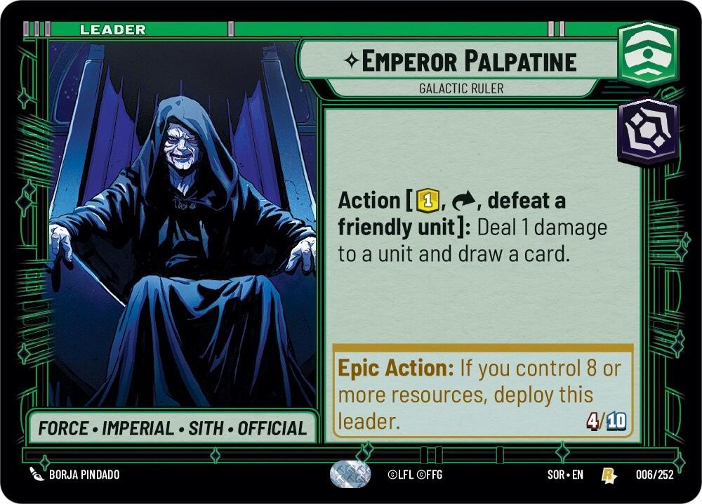 Emperor Palpatine - Galactic Ruler (006/252) [Spark of Rebellion] | Cards and Coasters CA