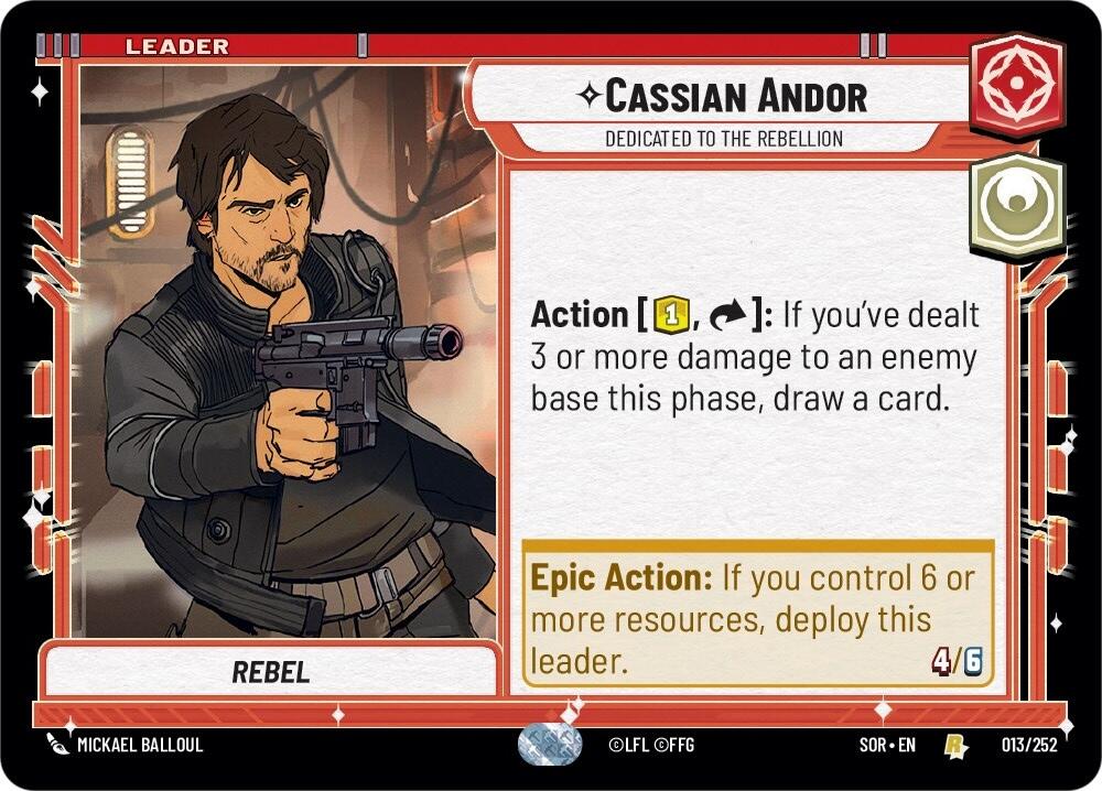 Cassian Andor - Dedicated to the Rebellion (013/252) [Spark of Rebellion] | Cards and Coasters CA