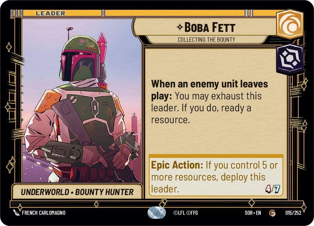 Boba Fett - Collecting the Bounty (015/252) [Spark of Rebellion] | Cards and Coasters CA