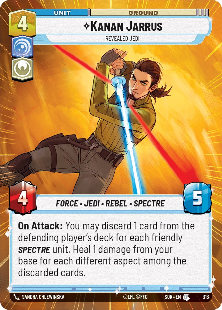Kanan Jarrus - Revealed Jedi (Hyperspace) (313) [Spark of Rebellion] | Cards and Coasters CA