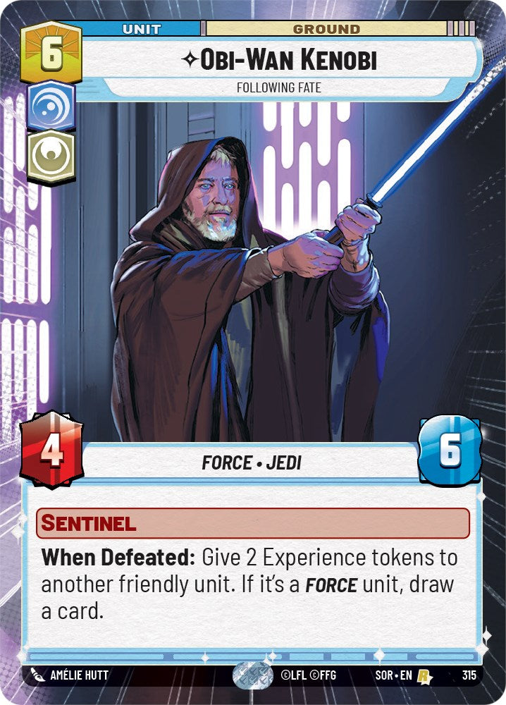 Obi-Wan Kenobi - Following Fate (Hyperspace) (315) [Spark of Rebellion] | Cards and Coasters CA