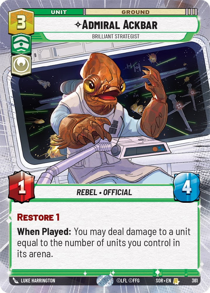 Admiral Ackbar - Brilliant Strategist (Hyperspace) (361) [Spark of Rebellion] | Cards and Coasters CA