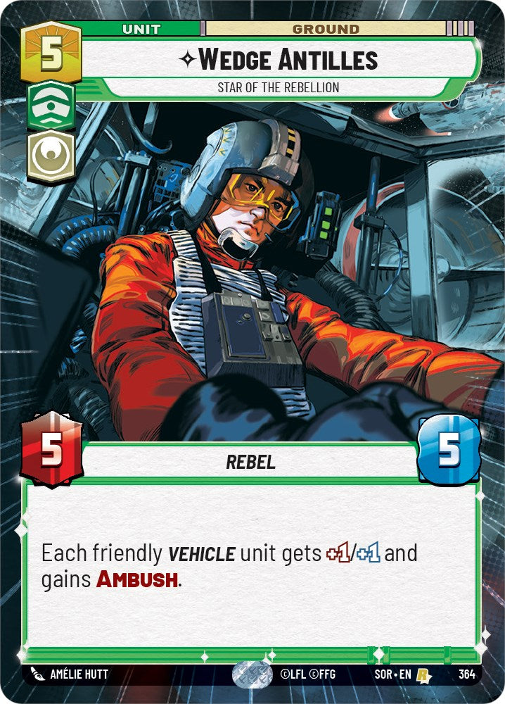 Wedge Antilles - Star of the Rebellion (Hyperspace) (364) [Spark of Rebellion] | Cards and Coasters CA