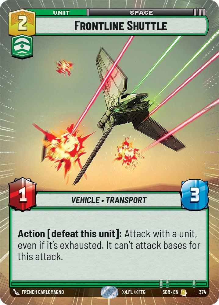 Frontline Shuttle (Hyperspace) (374) [Spark of Rebellion] | Cards and Coasters CA