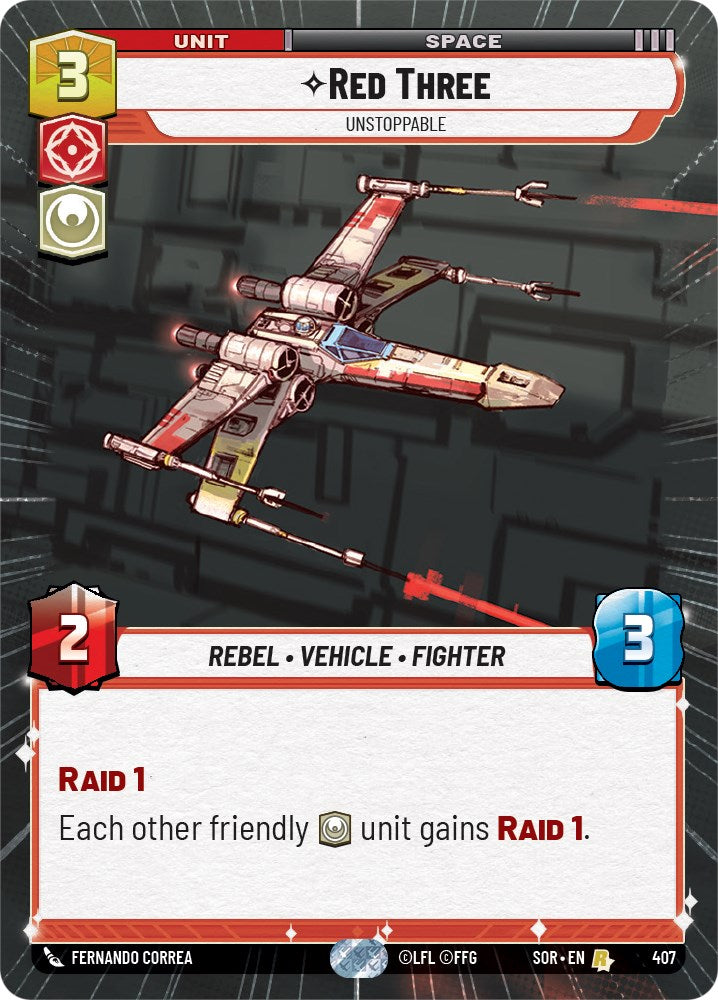 Red Three - Unstoppable (Hyperspace) (407) [Spark of Rebellion] | Cards and Coasters CA