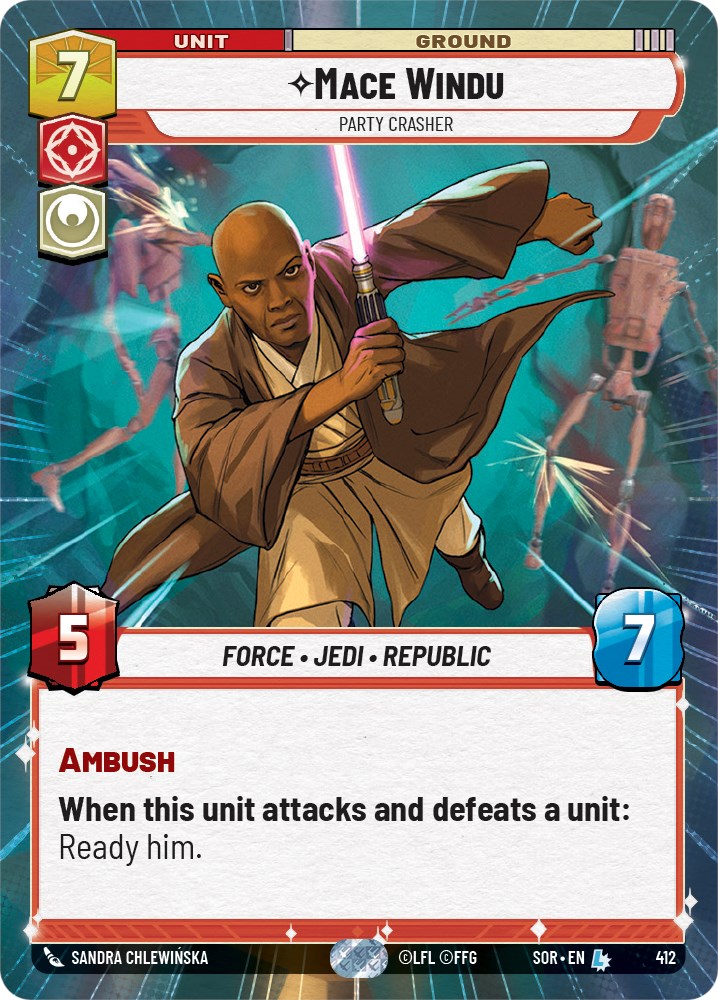 Mace Windu - Party Crasher (Hyperspace) (412) [Spark of Rebellion] | Cards and Coasters CA