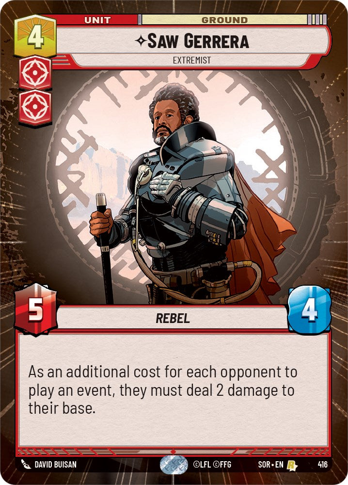 Saw Gerrera - Extremist (Hyperspace) (416) [Spark of Rebellion] | Cards and Coasters CA