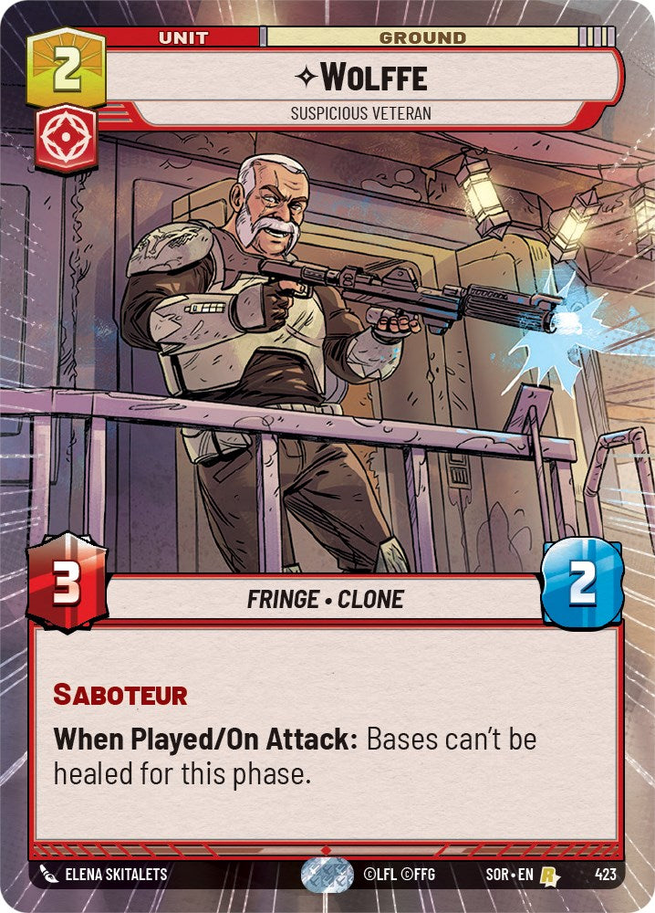 Wolffe - Suspicious Veteran (Hyperspace) (423) [Spark of Rebellion] | Cards and Coasters CA