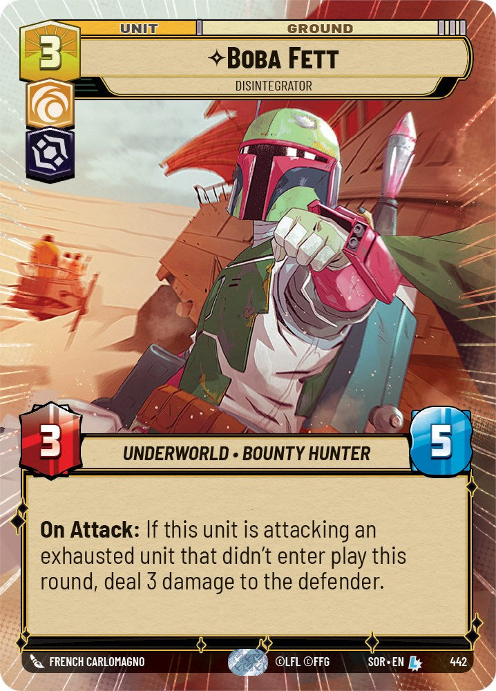 Boba Fett - Disintegrator (Hyperspace) (442) [Spark of Rebellion] | Cards and Coasters CA
