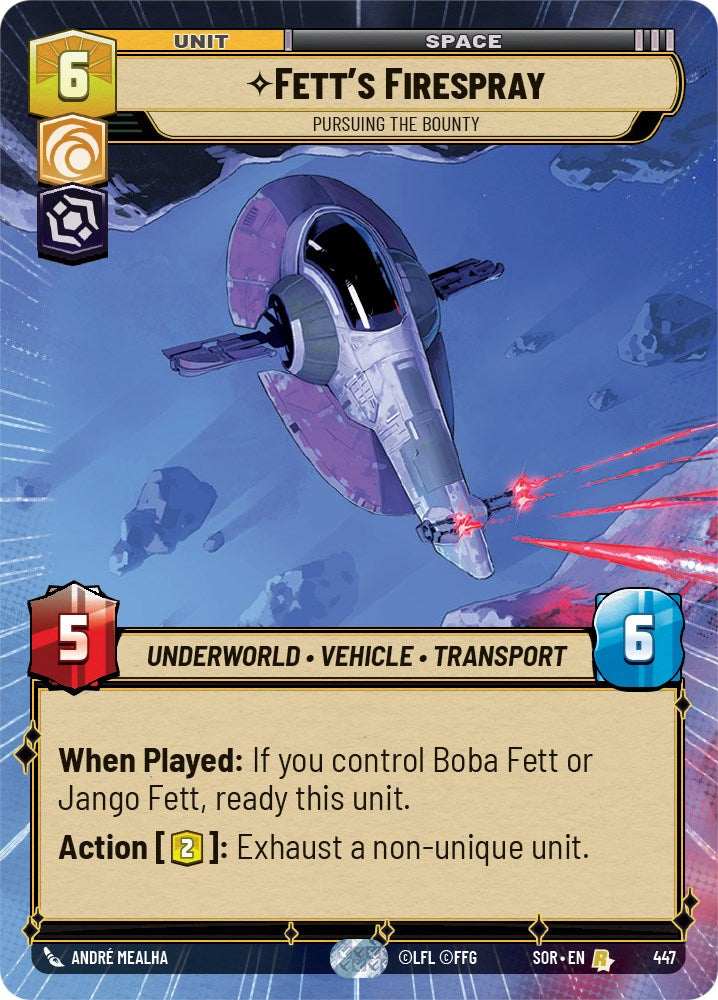 Fett's Firespray - Pursuing the Bounty (Hyperspace) (447) [Spark of Rebellion] | Cards and Coasters CA