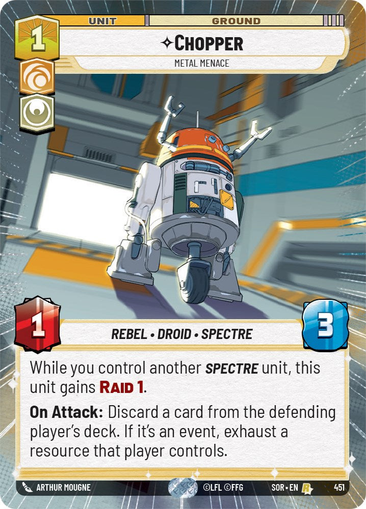 Chopper - Metal Menace (Hyperspace) (451) [Spark of Rebellion] | Cards and Coasters CA