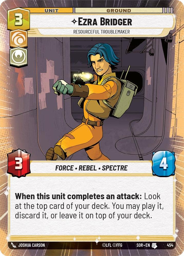 Ezra Bridger - Resourceful Troublemaker (Hyperspace) (454) [Spark of Rebellion] | Cards and Coasters CA