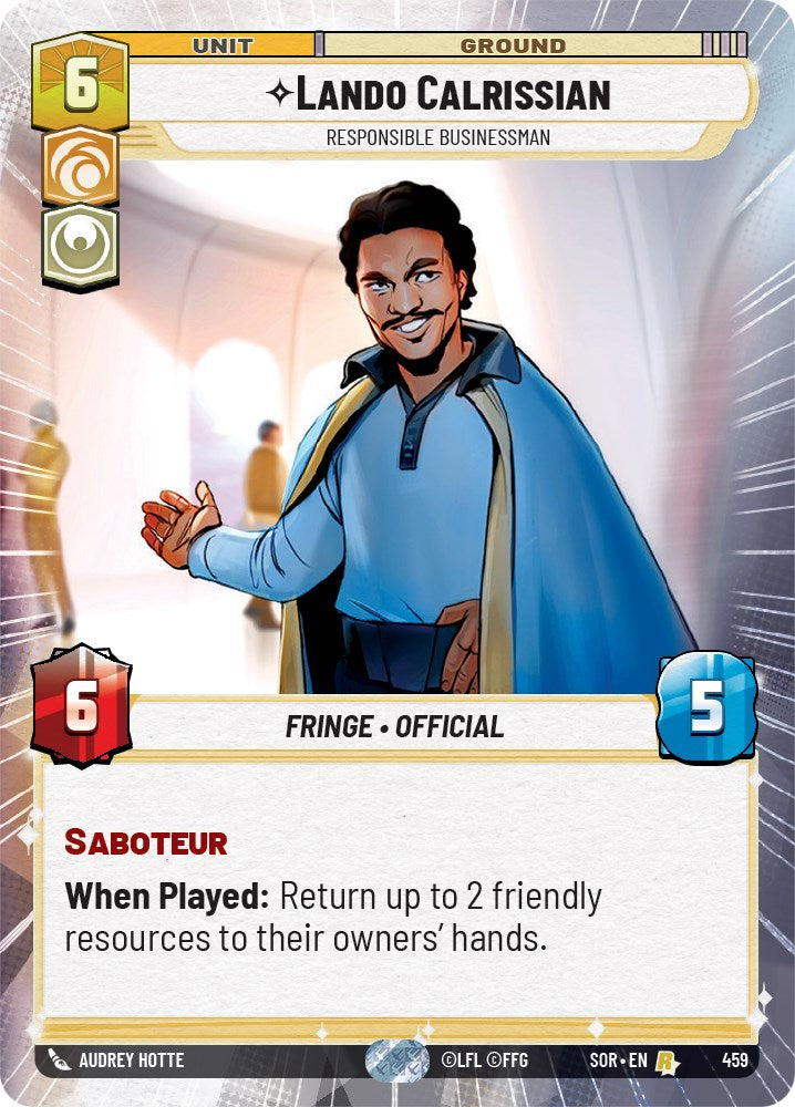 Lando Calrissian - Responsible Businessman (Hyperspace) (459) [Spark of Rebellion] | Cards and Coasters CA