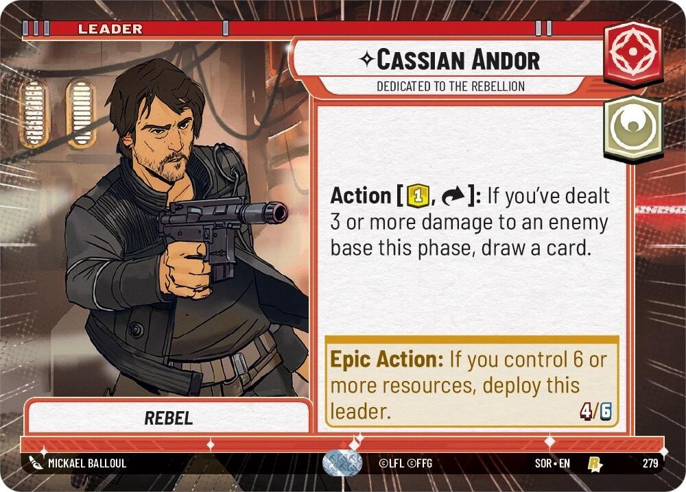 Cassian Andor - Dedicated to the Rebellion (Hyperspace) (279) [Spark of Rebellion] | Cards and Coasters CA