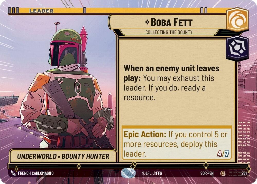 Boba Fett - Collecting the Bounty (Hyperspace) (281) [Spark of Rebellion] | Cards and Coasters CA
