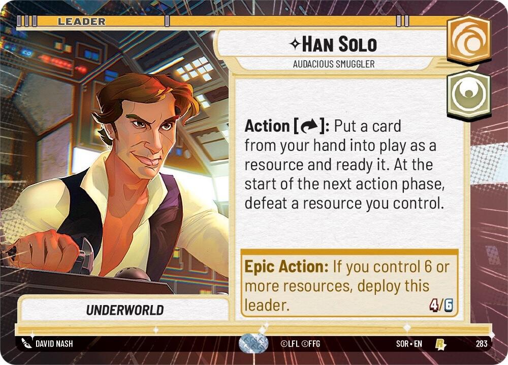 Han Solo - Audacious Smuggler (Hyperspace) (283) [Spark of Rebellion] | Cards and Coasters CA