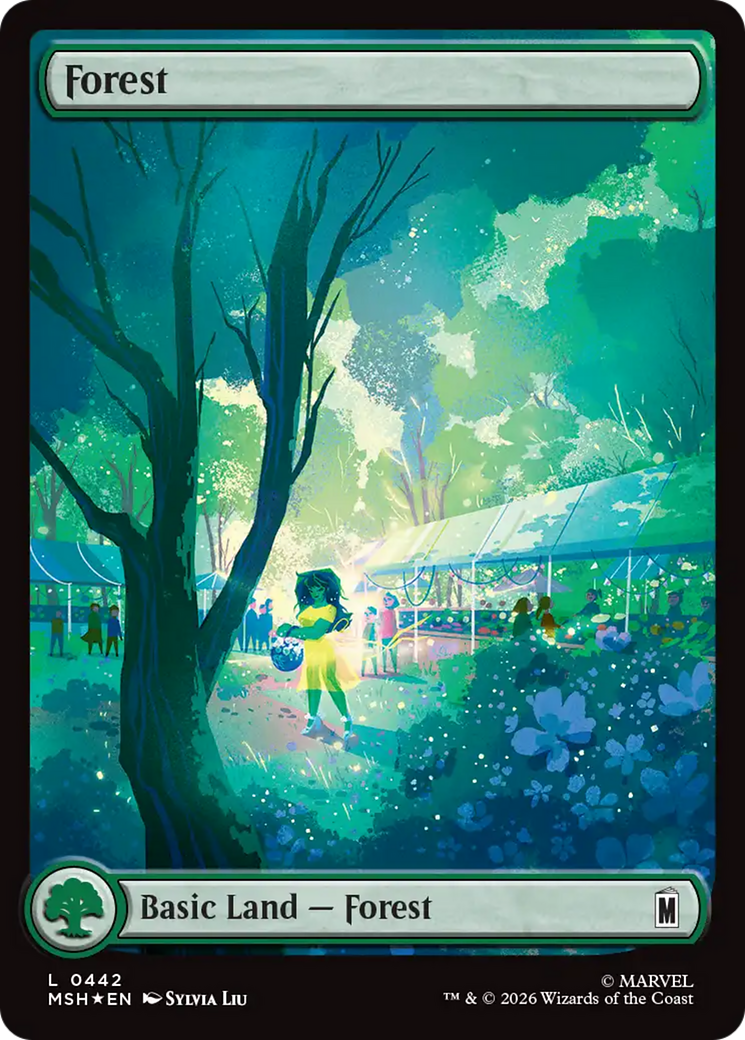Forest (0442) (Surge Foil) [Marvel Super Heroes] | Cards and Coasters CA