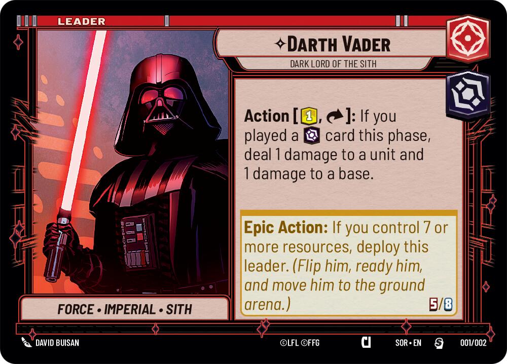 Darth Vader - Dark Lord of the Sith (001/002) (Prerelease Promo) (001/002) [Spark of Rebellion Promos] | Cards and Coasters CA