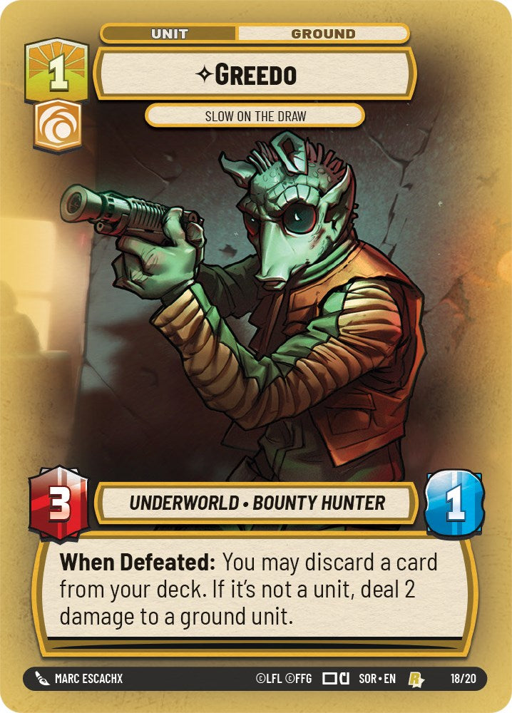 Greedo - Slow on the Draw (18/20) [Spark of Rebellion: Weekly Play] | Cards and Coasters CA