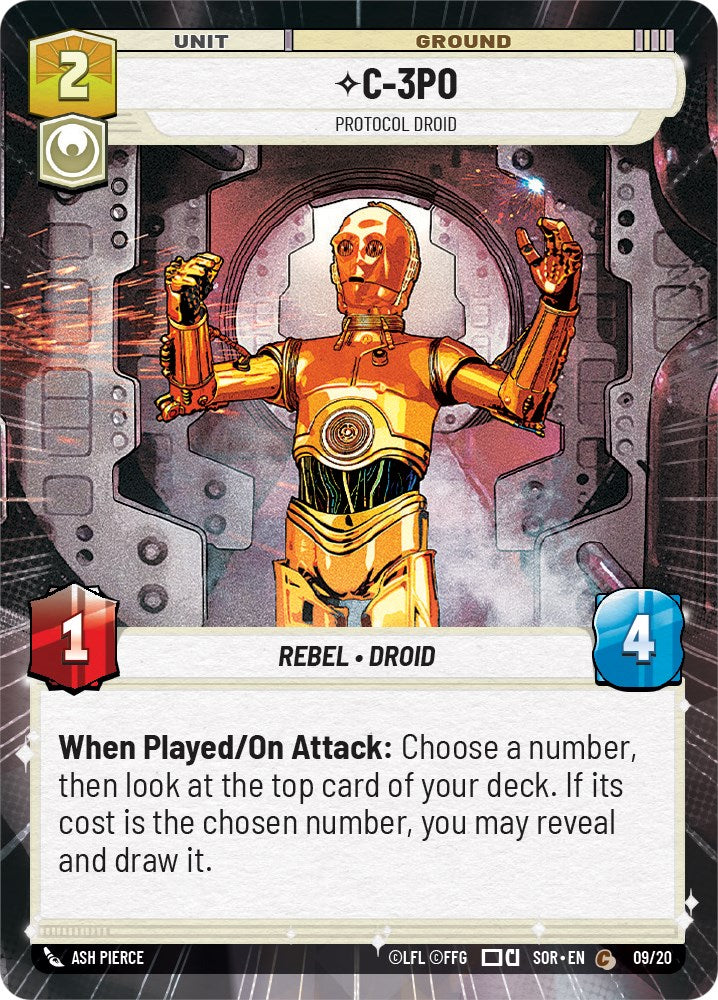 C-3PO - Protocol Droid (Hyperspace) (9/20) [Spark of Rebellion: Weekly Play] | Cards and Coasters CA