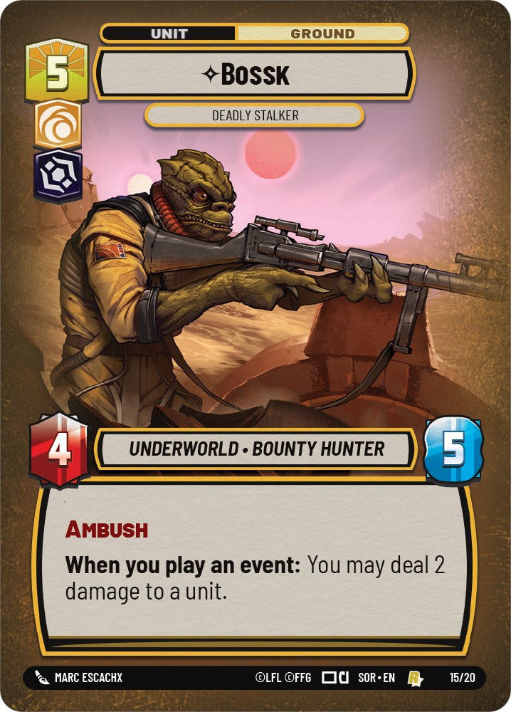 Bossk - Deadly Stalker (15/20) [Spark of Rebellion: Weekly Play] | Cards and Coasters CA