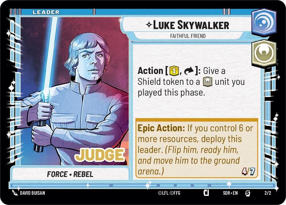 Luke Skywalker - Faithful Friend (3/002) (Judge Promo) (002/002) [Spark of Rebellion Promos] | Cards and Coasters CA