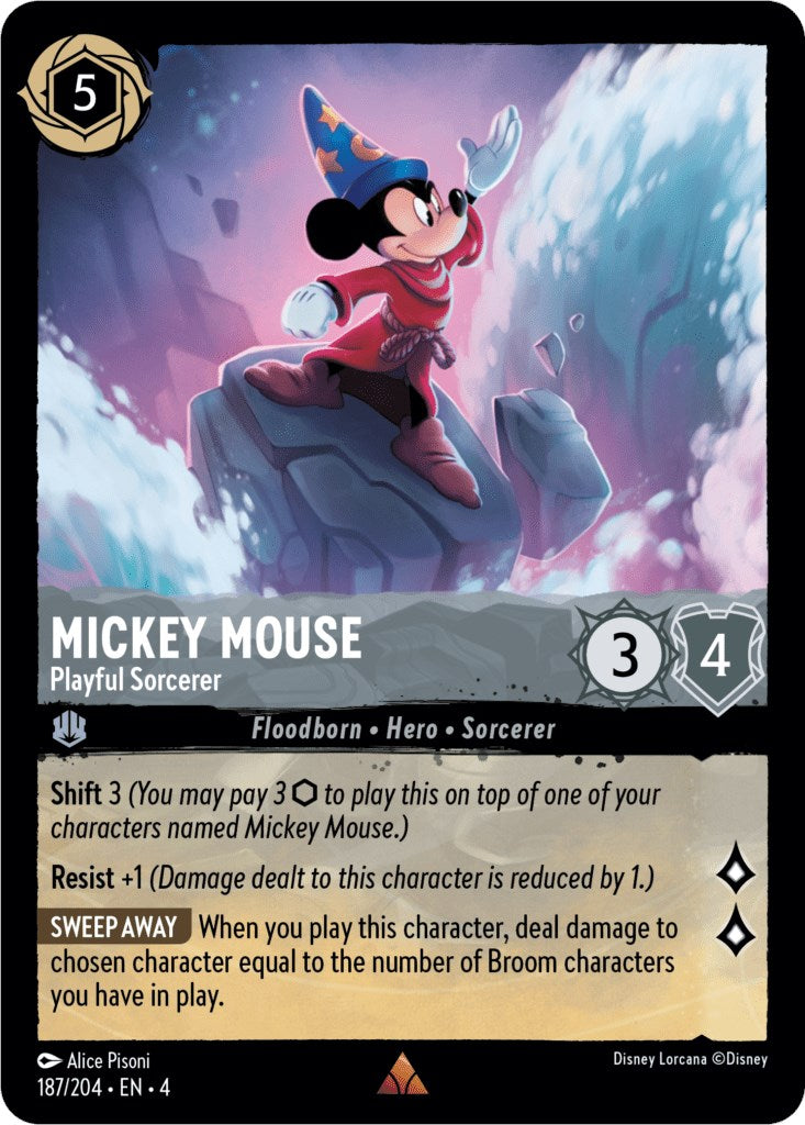 Mickey Mouse - Playful Sorcerer (187/204) (187/204) [Ursula's Return] | Cards and Coasters CA