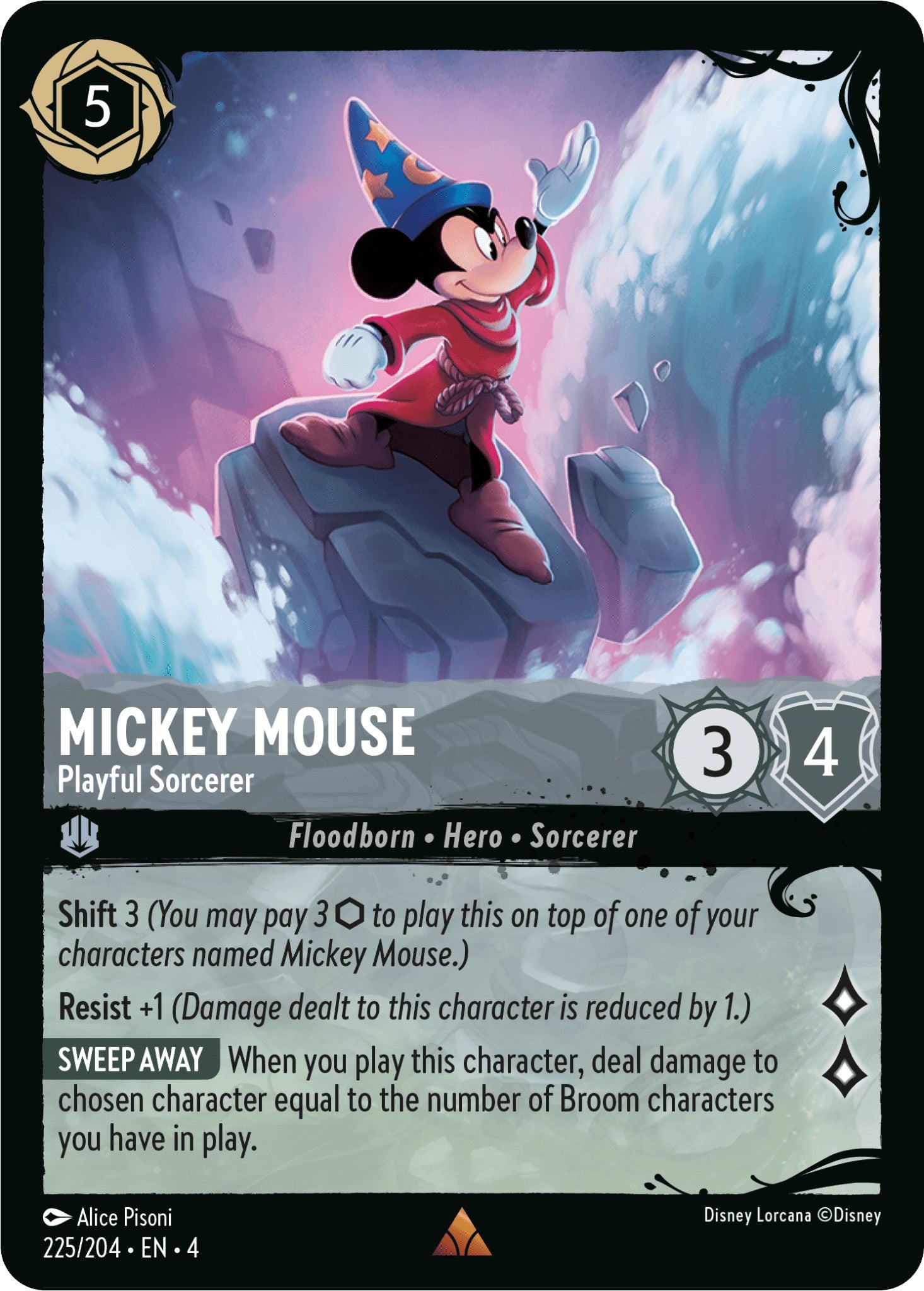 Mickey Mouse - Playful Sorcerer (225/204) (225/204) [Illumineer's Quest: Deep Trouble] | Cards and Coasters CA