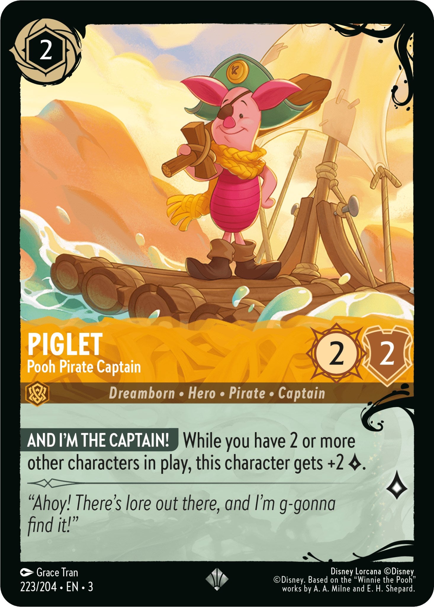 Piglet - Pooh Pirate Captain (223/204) [Ursula's Return] | Cards and Coasters CA