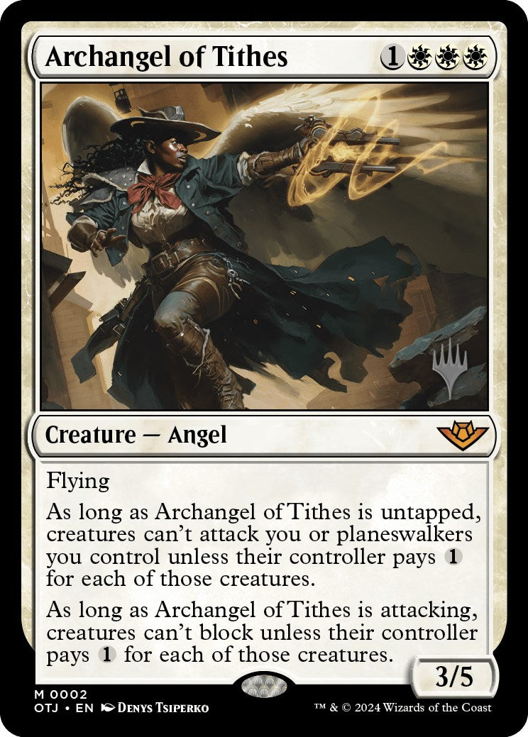 Archangel of Tithes (Promo Pack) [Outlaws of Thunder Junction Promos] | Cards and Coasters CA