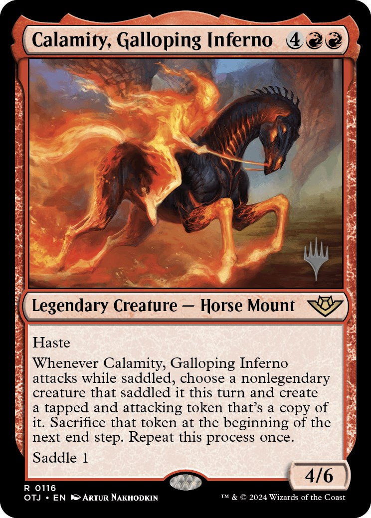 Calamity, Galloping Inferno (Promo Pack) [Outlaws of Thunder Junction Promos] | Cards and Coasters CA