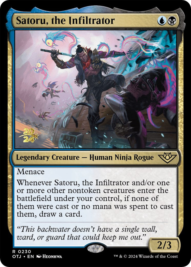 Satoru, the Infiltrator [Outlaws of Thunder Junction Prerelease Promos] | Cards and Coasters CA