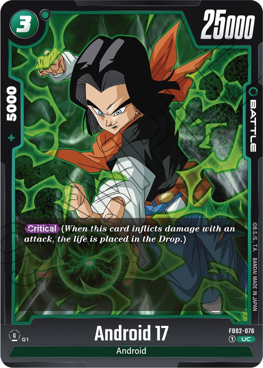 Android 17 (FB02-076) [Blazing Aura] | Cards and Coasters CA