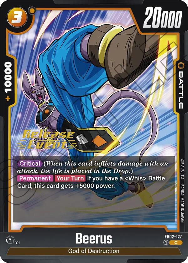 Beerus (FB02-127) [Blazing Aura Pre-Release Cards] | Cards and Coasters CA