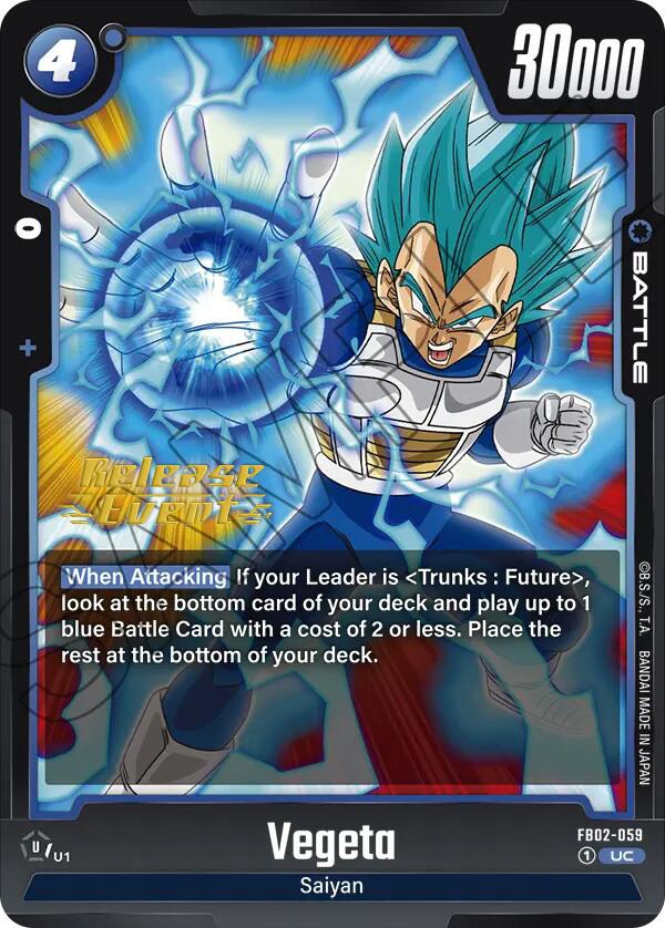 Vegeta (FB02-059) [Blazing Aura Pre-Release Cards] | Cards and Coasters CA