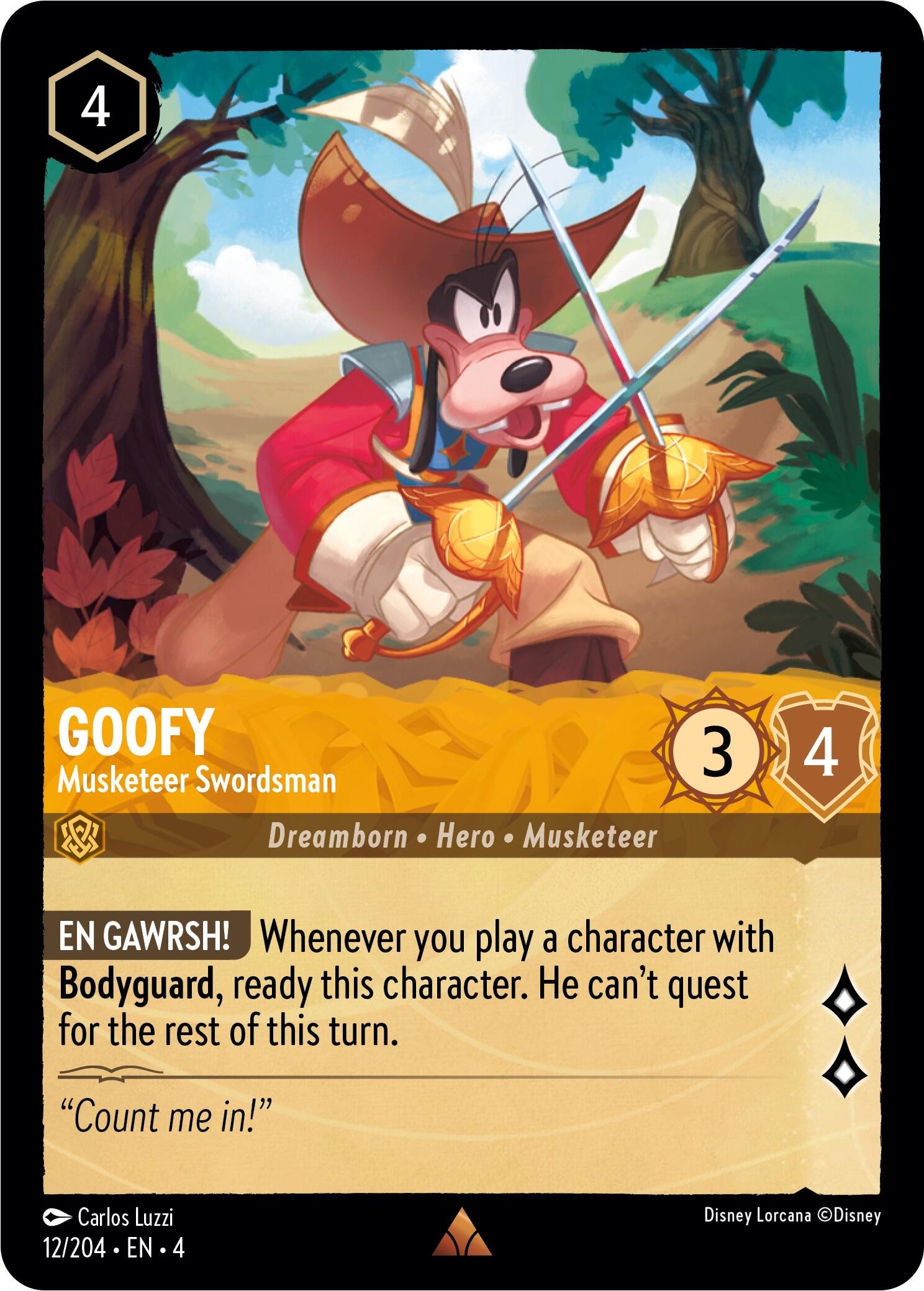 Goofy - Musketeer Swordsman (12/204) [Ursula's Return] | Cards and Coasters CA