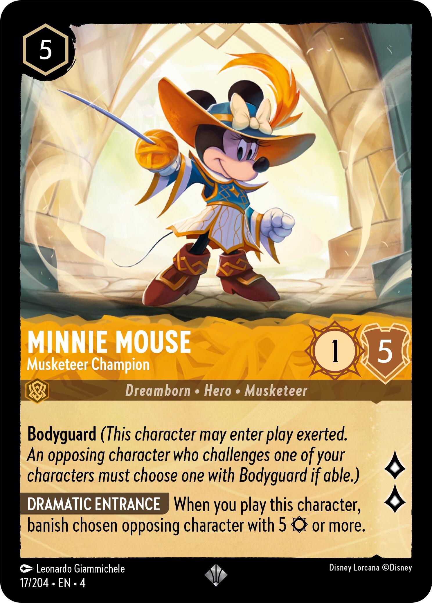 Minnie Mouse - Musketeer Champion (17/204) [Ursula's Return] | Cards and Coasters CA