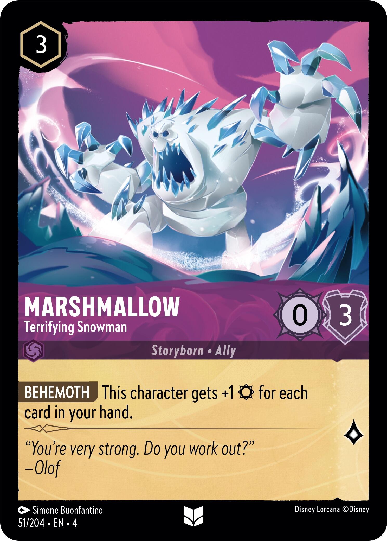 Marshmallow - Terrifying Snowman (51/204) [Ursula's Return] | Cards and Coasters CA