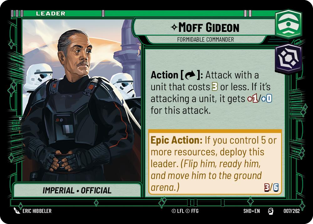 Moff Gideon - Formidable Commander (007/262) (007/262) [Shadows of the Galaxy] | Cards and Coasters CA