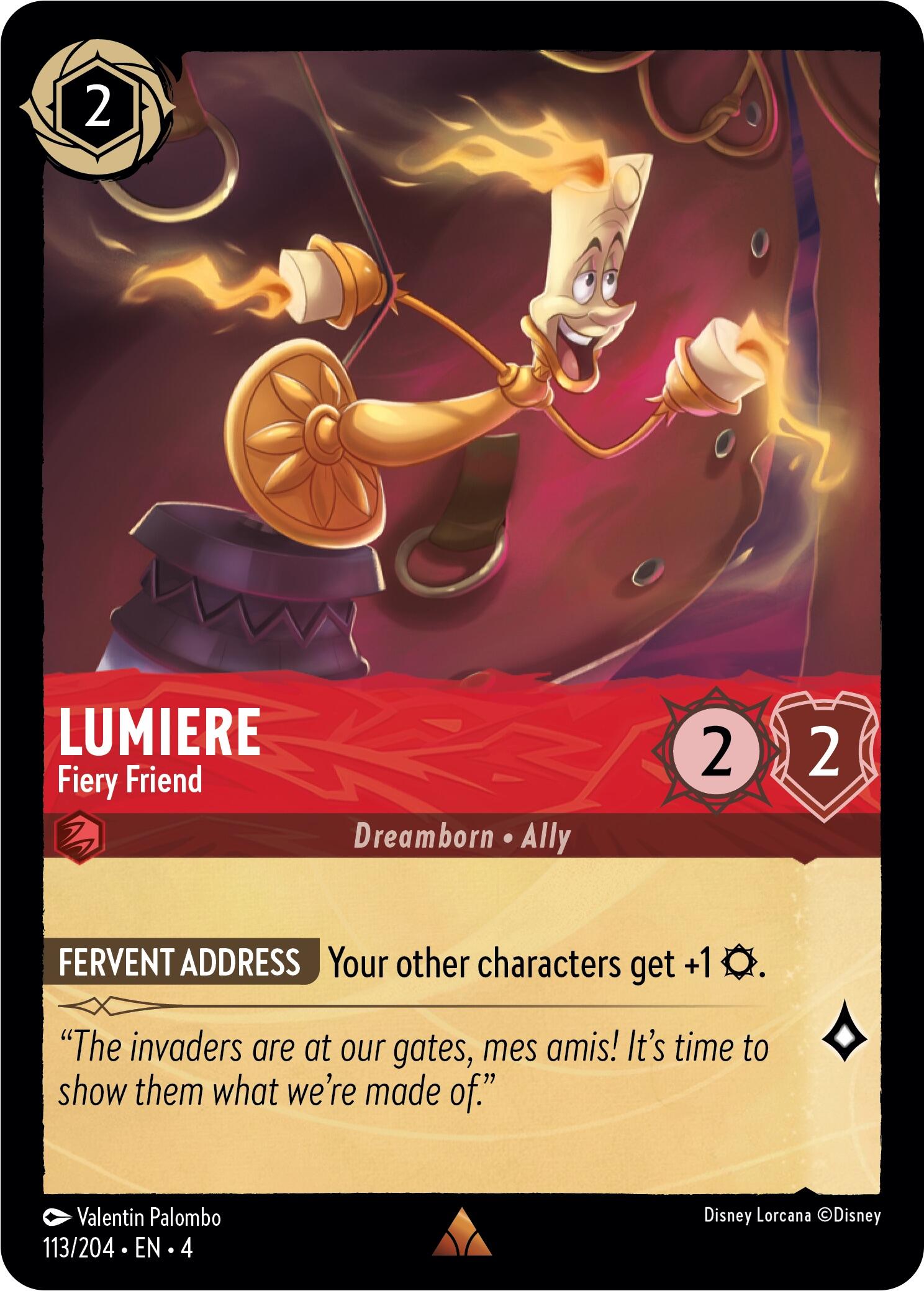 Lumiere - Fiery Friend (113/204) [Ursula's Return] | Cards and Coasters CA