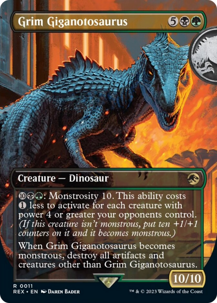 Grim Giganotosaurus (Borderless) [Jurassic World Collection] | Cards and Coasters CA