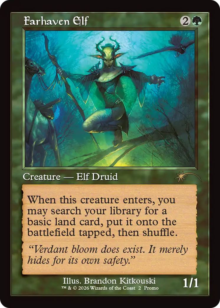 Farhaven Elf (Retro Frame) [Wizards Play Network 2026] | Cards and Coasters CA