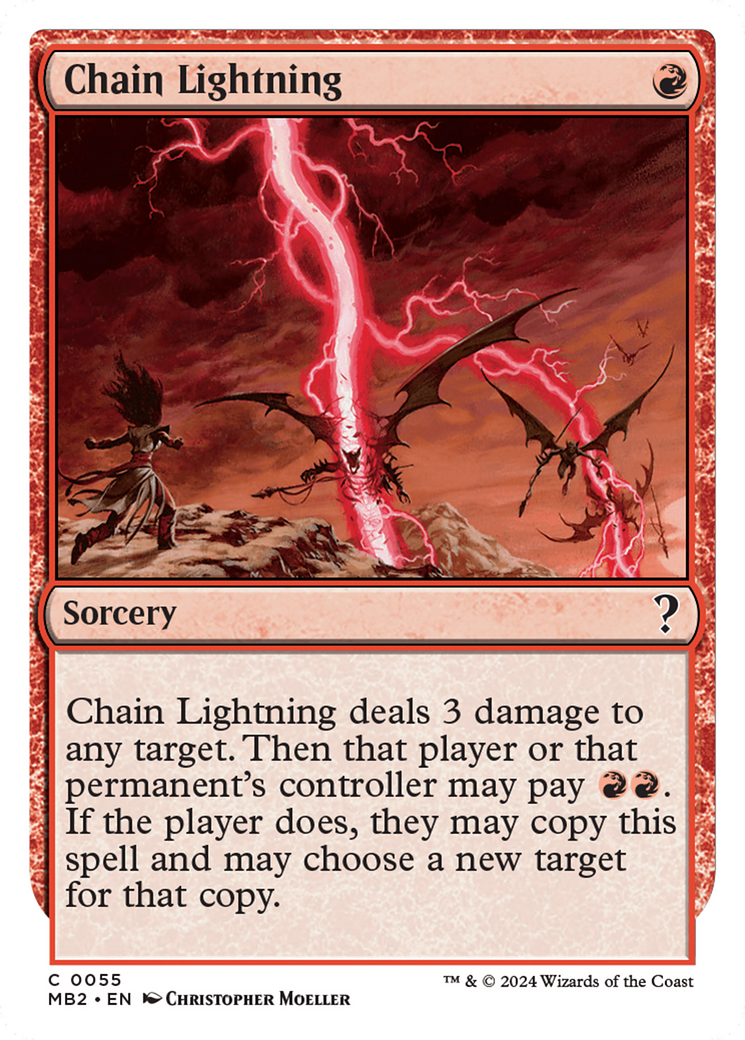 Chain Lightning (White Border) [Mystery Booster 2] | Cards and Coasters CA