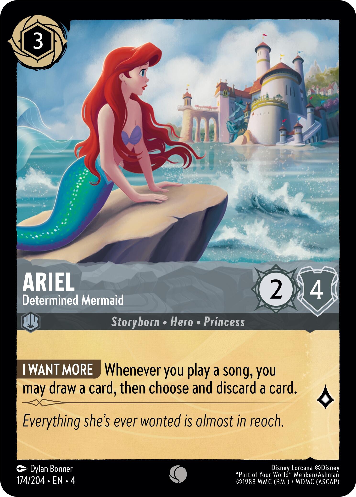 Ariel - Determined Mermaid (174/204) [Ursula's Return] | Cards and Coasters CA