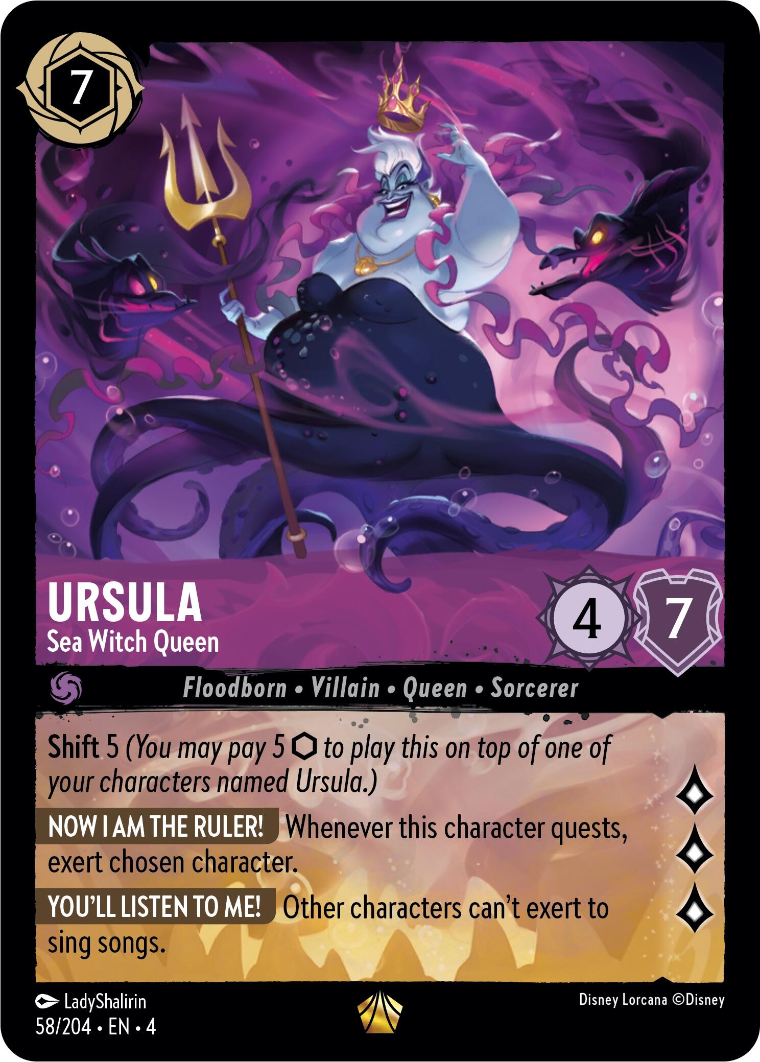 Ursula - Sea Witch Queen (58/204) [Ursula's Return] | Cards and Coasters CA