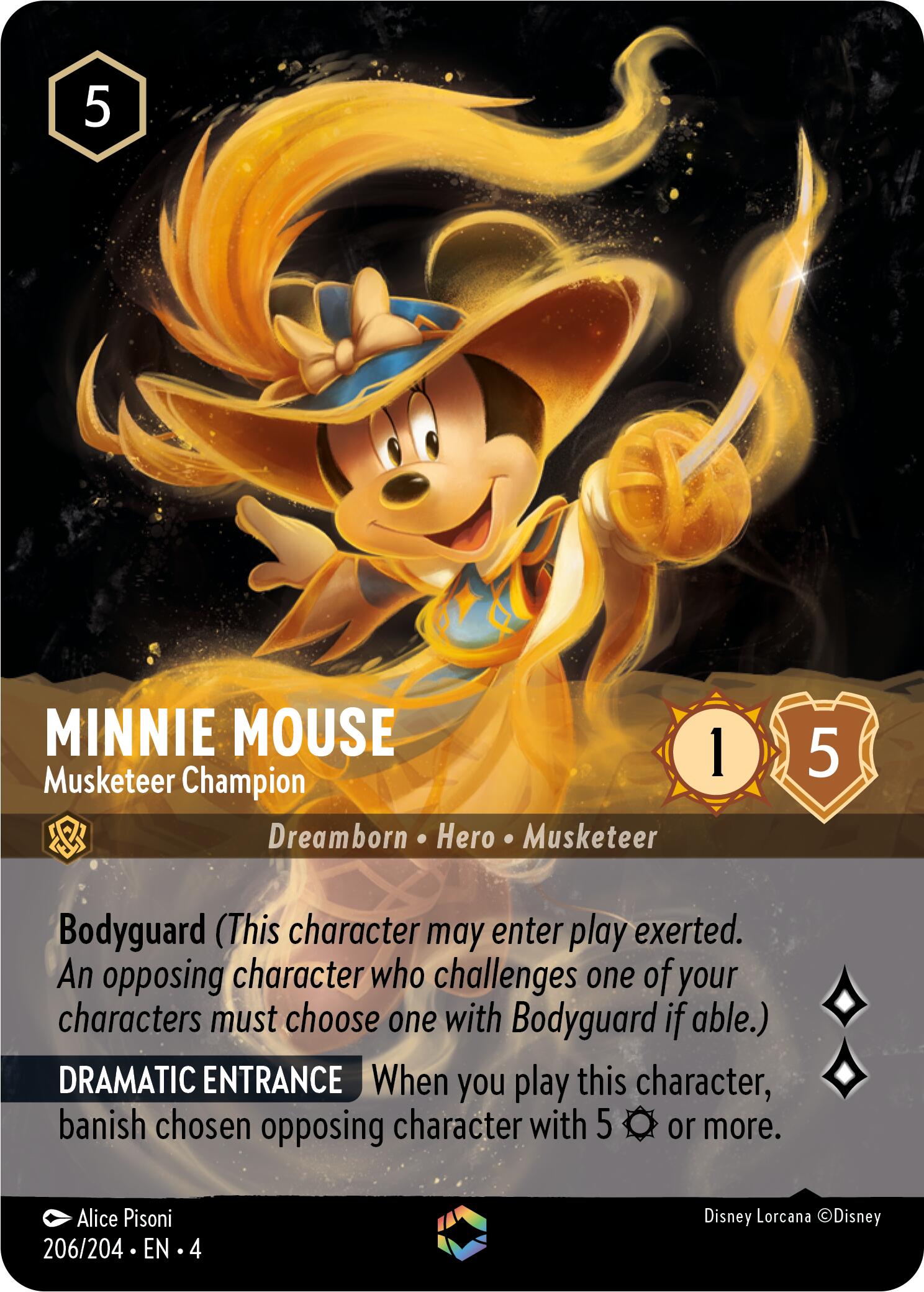 Minnie Mouse - Musketeer Champion (Enchanted) (206/204) [Ursula's Return] | Cards and Coasters CA