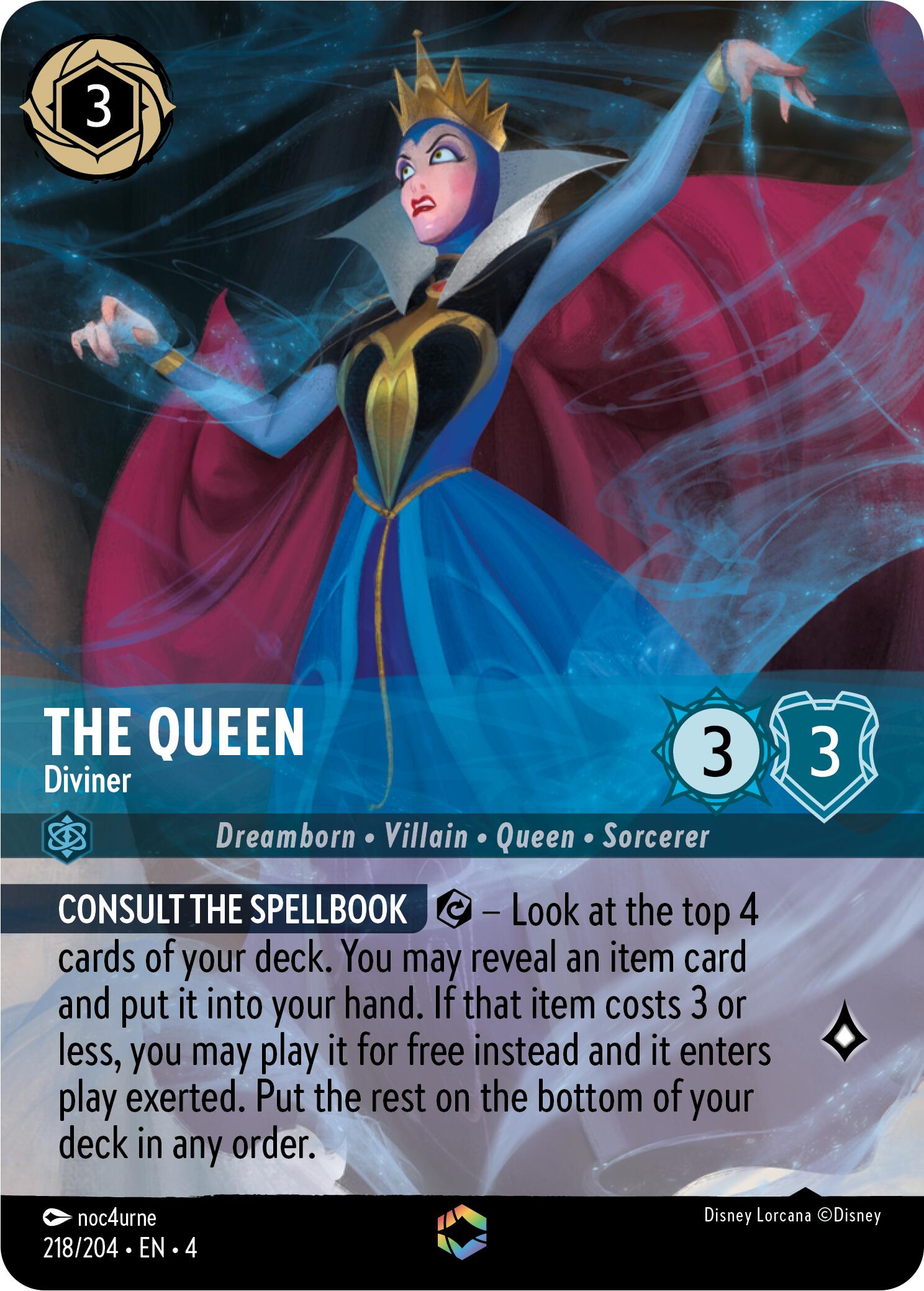 The Queen - Diviner (Enchanted) (218/204) [Ursula's Return] | Cards and Coasters CA