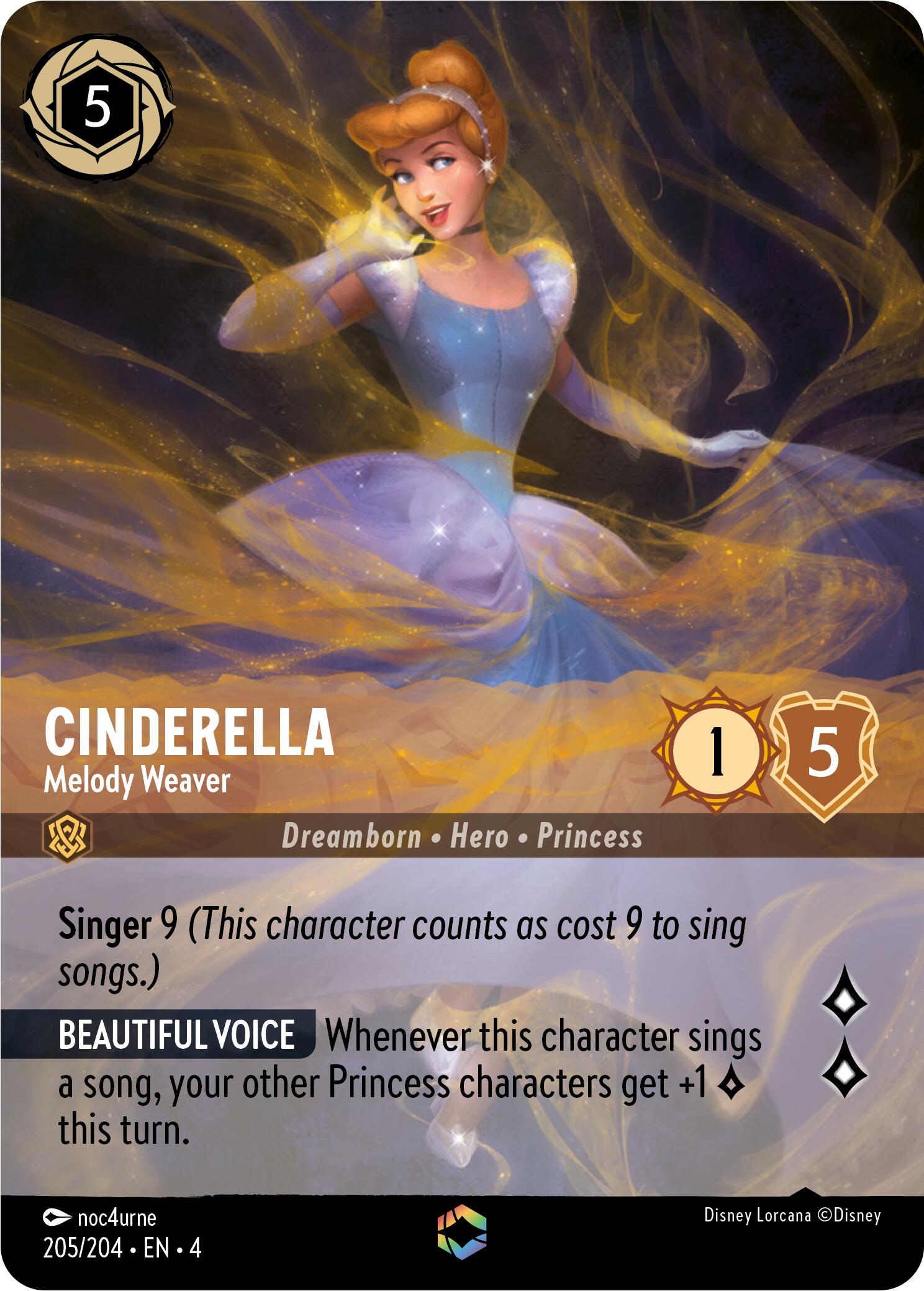 Cinderella - Melody Weaver (Enchanted) (205/204) [Ursula's Return] | Cards and Coasters CA