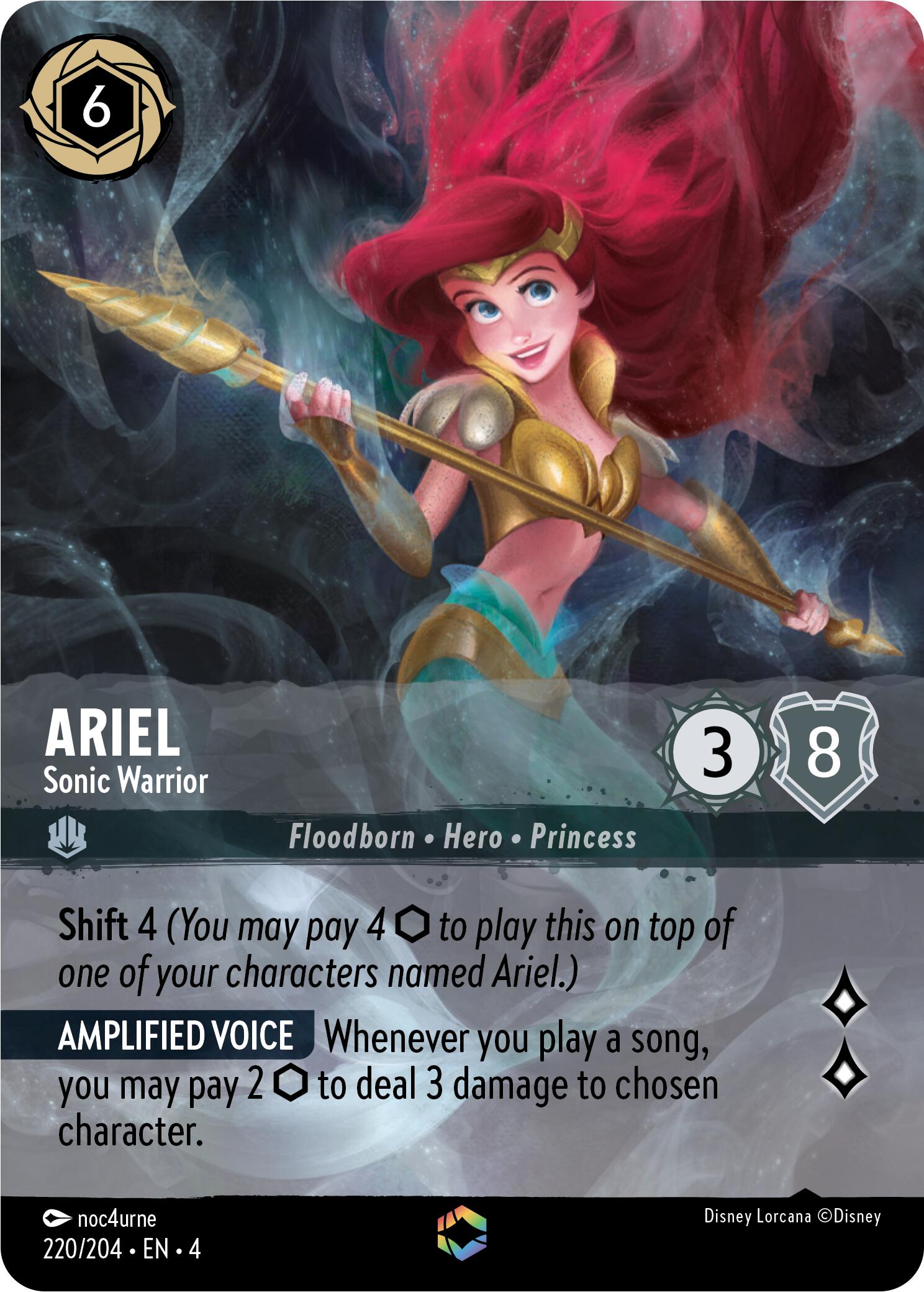 Ariel - Sonic Warrior (Enchanted) (220/204) [Ursula's Return] | Cards and Coasters CA