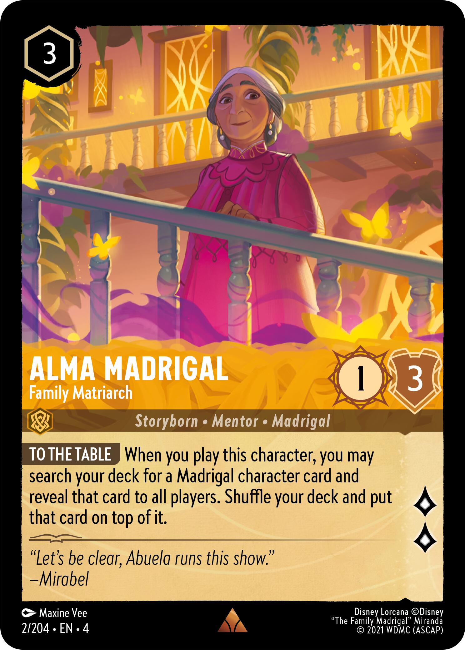 Alma Madrigal - Family Matriarch (2/204) [Ursula's Return] | Cards and Coasters CA